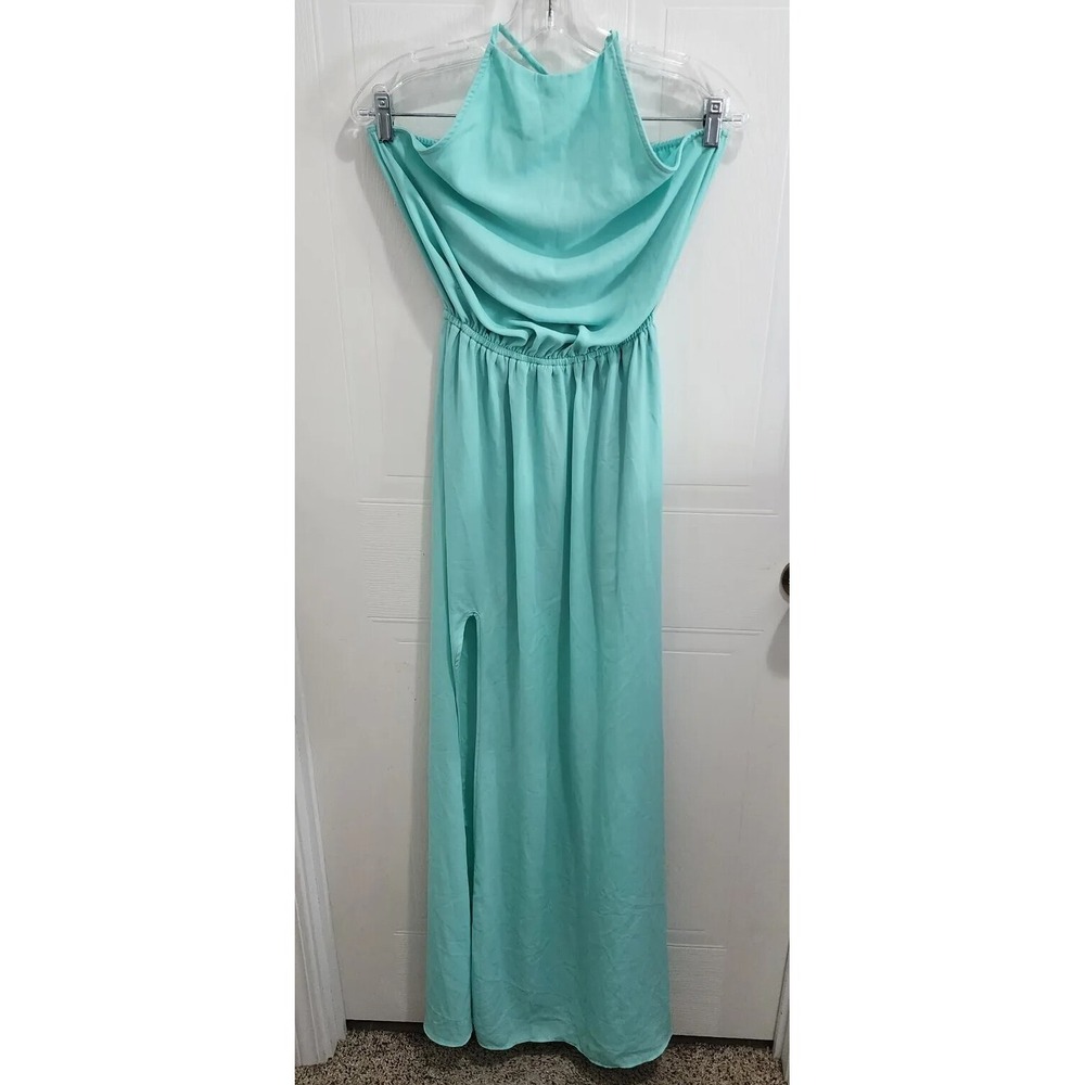 NEW Show Me Your Mumu Heather Halter Dress Solid Bright Blue‎ High Neck Size XS